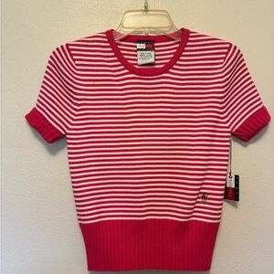 NWT Tommy Hilfiger Pink and White Striped Sweater